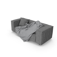 Grey Sofa with Blanket PNG & PSD Images