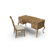 Archivist Writing Desk Ladderback Side Chair PNG & PSD Images