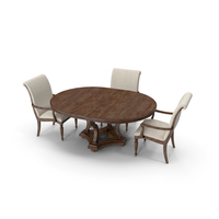 Archivist Round Dining Table Upholstered Arm Chair PNG & PSD Images