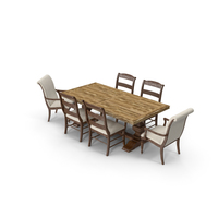 Archivist Trestle Table with Upholstered Arm Chairs PNG & PSD Images