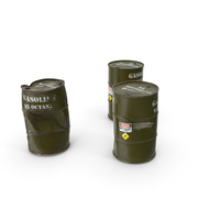 Gasoline 95 Octane Metal Barrel Set PNG & PSD Images
