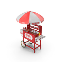 Hot Dog Cart with Dishes PNG & PSD Images