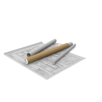 House Blueprints with Cardboard Tube PNG & PSD Images