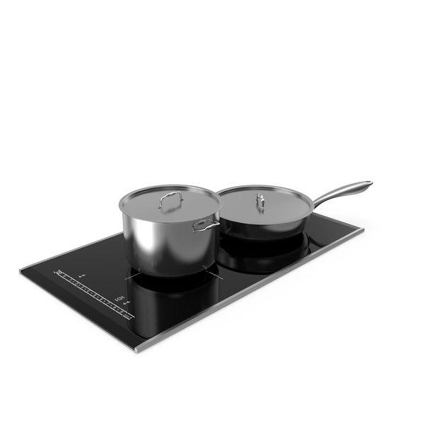 Induction Hob with Stainless Tableware PNG & PSD Images