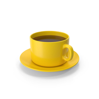 Coffee Cup With Plate Yellow PNG & PSD Images