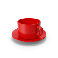 Red Coffee Cup With Plate Empty PNG & PSD Images