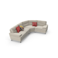 Gray Corner Sofa with Pillows PNG & PSD Images