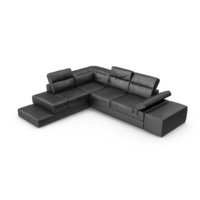 Serafina Black Leather Corner Sofa PNG & PSD Images