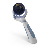 Robohand Holding Tiny Night Earth PNG & PSD Images