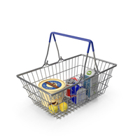 Metal Shopping Basket Filled with Goods PNG & PSD Images