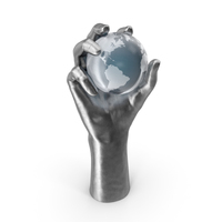 Silver Hand Holding a Crystal Earth PNG & PSD Images