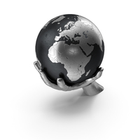 Silver Hand Holding a Silver Earth PNG & PSD Images