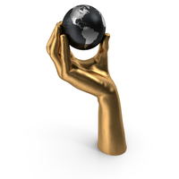 Golden Hand Holding a Silver Earth PNG & PSD Images