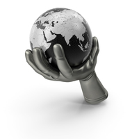 Glove Holding a High Tech Earth PNG & PSD Images
