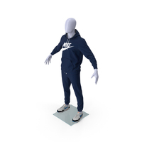 Nike Sportswear Suit Blue Lowered Hood on Mannequin PNG & PSD Images