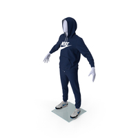 Nike Sportswear Suit Blue Raised Hood on Mannequin PNG & PSD Images