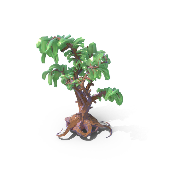 Lowpoly Fantasy Cartoon Game Tree PNG & PSD Images