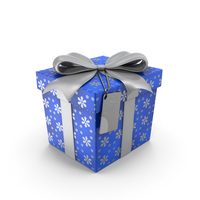 Blue Gift Box with Tag PNG & PSD Images