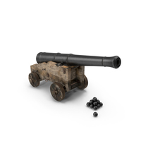 Old Ship Cannon with Balls PNG & PSD Images