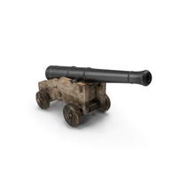 Old Ship Cannon with Wooden Carriage PNG & PSD Images