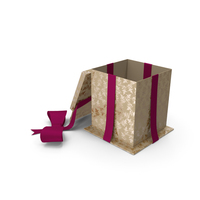 Christmas BOX Open Ribbon Cream PNG & PSD Images