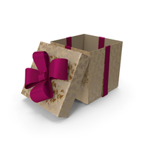 Christmas Box Open Ribbon Cream PNG & PSD Images