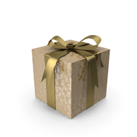 Cream Christmas Box With Golden Ribbon PNG & PSD Images