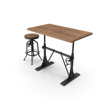 Pittsburgh Crank Standing Desk with Barstool PNG & PSD Images