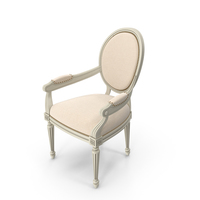 Vintage French Round Fabric Side Chair with Armrests PNG & PSD Images