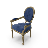 French Country Dark Blue Velvet Dining Chair PNG & PSD Images