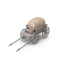 Wooden Cart With Barrel PNG & PSD Images