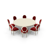 Red Fabric Velvet Round Dining Table Set PNG & PSD Images
