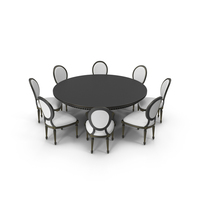 Round Dining Table Set for 8 Persons PNG & PSD Images
