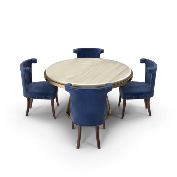 Blue Fabric Velvet Art Deco Dining Table Set Png Images Psds For Pixelsquid S113988068 Fabric Velvet Art Deco Dining Table, Round Art Deco Dining Table And Chairs