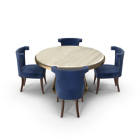 Blue Fabric Velvet Art Deco Dining Table Set PNG & PSD Images