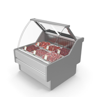Refrigerated Showcase with Meat Steaks PNG & PSD Images