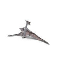 Pterosaur Pteranodon White Standing Pose with Fur PNG & PSD Images