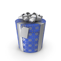 Gift Box Cylinder Lable Blue PNG & PSD Images