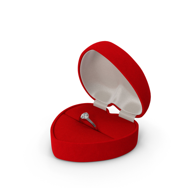 红色心形天鹅绒戒指礼品盒PNG和PSD图像