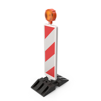 Roadworks Traffic Post with Warning Light PNG & PSD Images