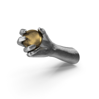 Silver Hand Holding Golden Baseball PNG & PSD Images