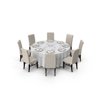 Round Dining Served Table with Chairs PNG & PSD Images