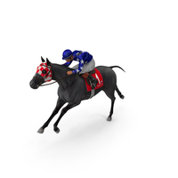 Running Black Racing Horse with Jokey PNG & PSD Images
