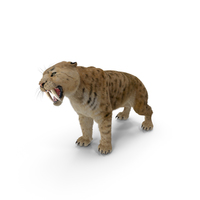 Saber Tooth Tiger Growls Pose with Fur PNG & PSD Images