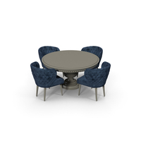 Blue Fabric Velvet Dining Table Set for 4 persons PNG & PSD Images