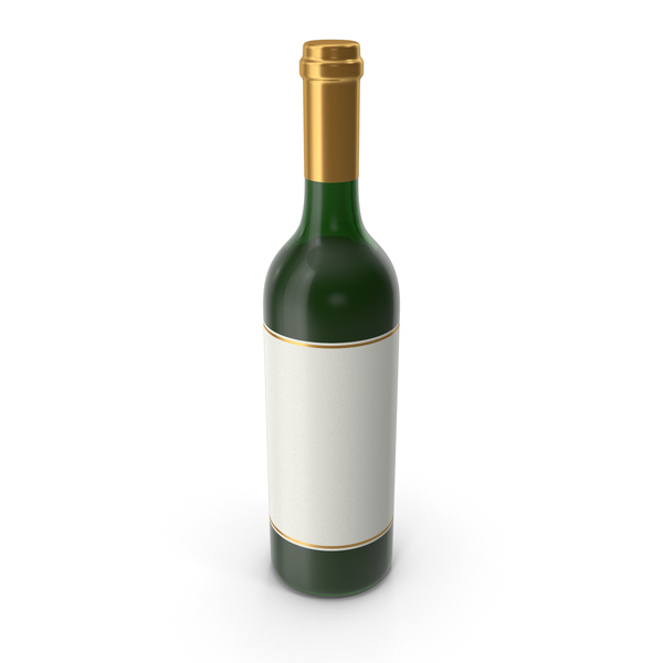 Wine Bottle Gold with White Label PNG & PSD Images