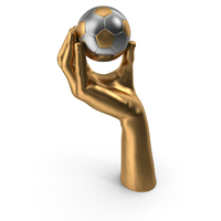 Golden Hand Holding a Gold Silver Soccer Ball PNG & PSD Images