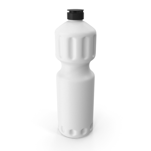 White Cleaning Product Bottle with Black Cap PNG & PSD Images