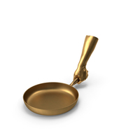 Golden Hand Holding a Golden Frying Pan PNG & PSD Images