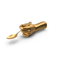 Golden Hand Holding a Golden Spoon PNG & PSD Images